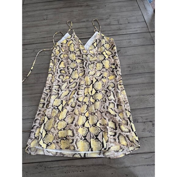 Charles Henry Snake Python Printed Sleeveless Mini Tank Dress Yellow Size 2 - Picture 2 of 2